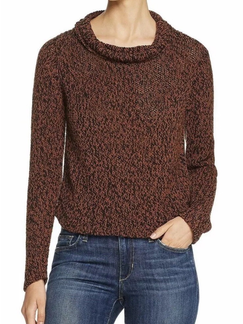 Eileen Fisher Funnel Neck Nutmeg Sweater Size L